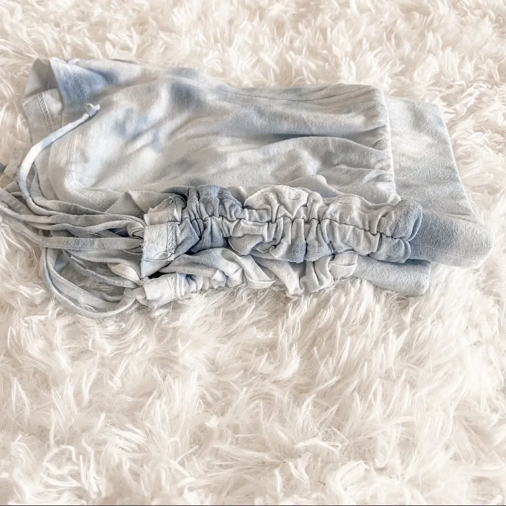 Maronie x Revolve Blue Tie Dye Drawstring Shorts with Shirred Sides SZ S BNWT